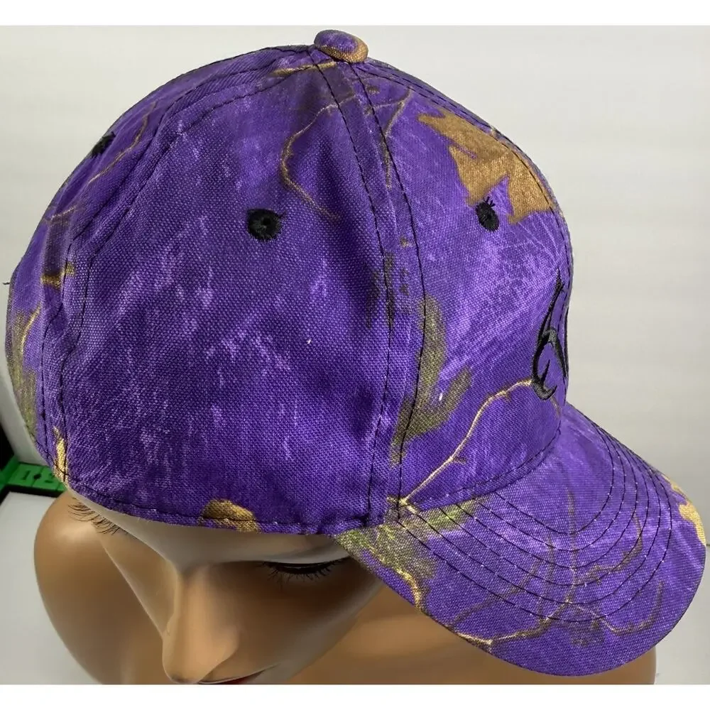 Realtree Outdoor Cap Hat Purple Camo Black Embroidered Logo Adjustable